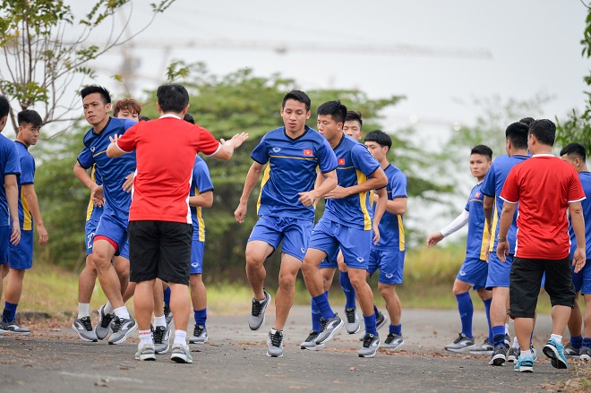 U23 Việt Nam sẽ mặc áo đỏ trong trận đấu đầu tiên tại bảng D.Ảnh: Trọng Tuệ