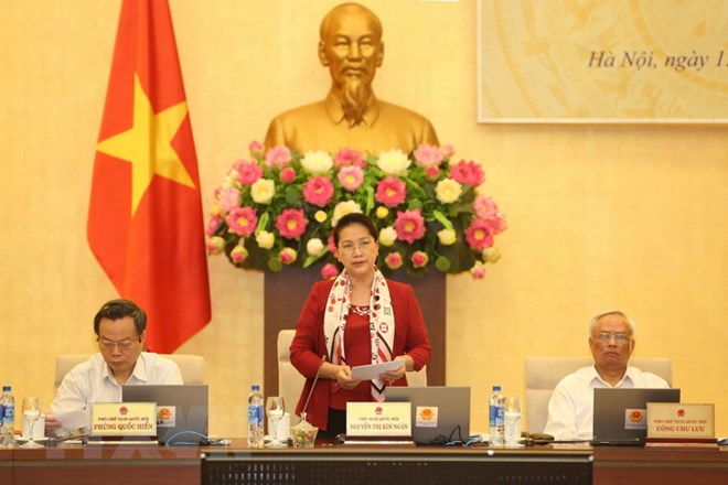 Chủ tịch Quốc hội Nguyễn Thị Kim Ngân phát biểu bế mạc phiên họp. (Ảnh: Dương Giang/TTXVN)