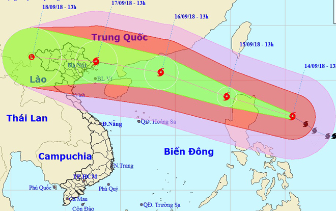 Siêu bão Mangkhut có khả năng ảnh hưởng trực tiếp ở khu vực Bắc Bộ và Bắc Trung Bộ.