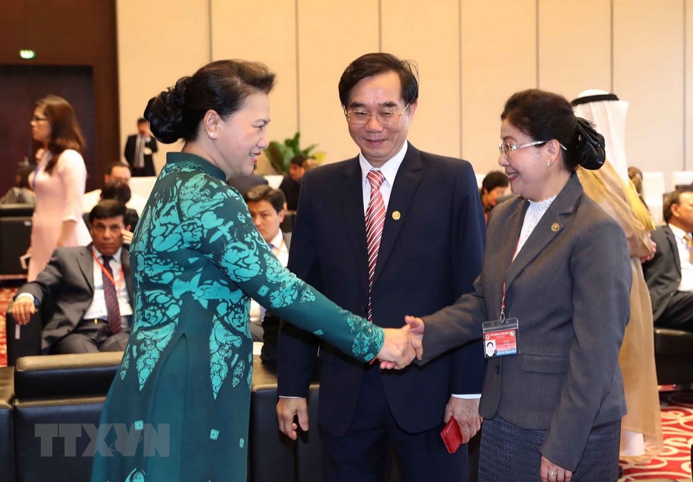 Chủ tịch Quốc hội Nguyễn Thị Kim Ngân và các đại biểu dự khai mạc Đại hội ASOSAI 14. (Ảnh: TTXVN)