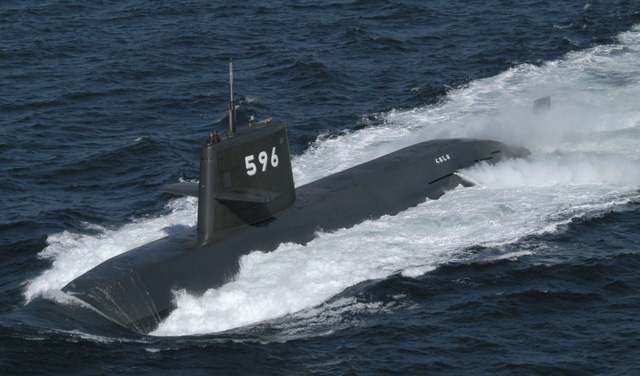 Tàu ngầm Kuroshio của lực lượng phòng vệ hàng hải Nhật Bản (Ảnh: Kyodo)