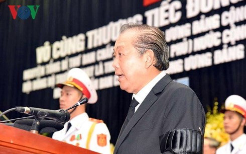 Phó Thủ tướng thường trực Chính phủ Trương Hòa Bình, Trưởng ban Tổ chức Lễ tang tuyên bố Lễ truy điệu.