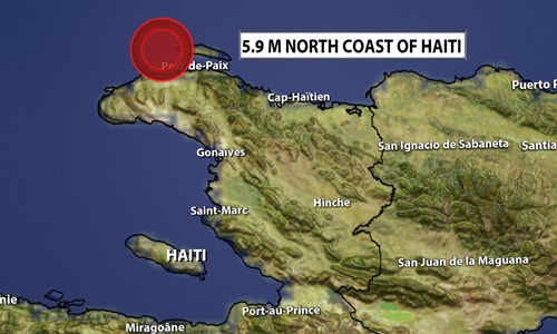 Tâm chấn trận động đất xảy ra hôm nay ở Haiti. Ảnh: Twitter.