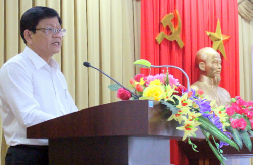 Phó Bí thư Thường trực Thành ủy Võ Công Trí phát biểu tại lễ khai mạc kỳ thi