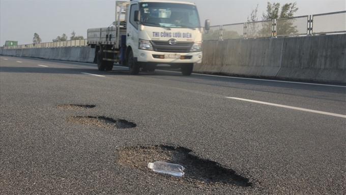 Many parts of the Đà Nẵng-Quảng Ngãi Expressway in central Việt Nam developed potholes. — VNA/VNS Phtoo Read more at http://vietnamnews.vn/society/467837/repair-plan-laid-out-for-key-central-expressway-that-developed-potholes-one-month-after-opening.html#xfEpQJXifZXU54WO.99