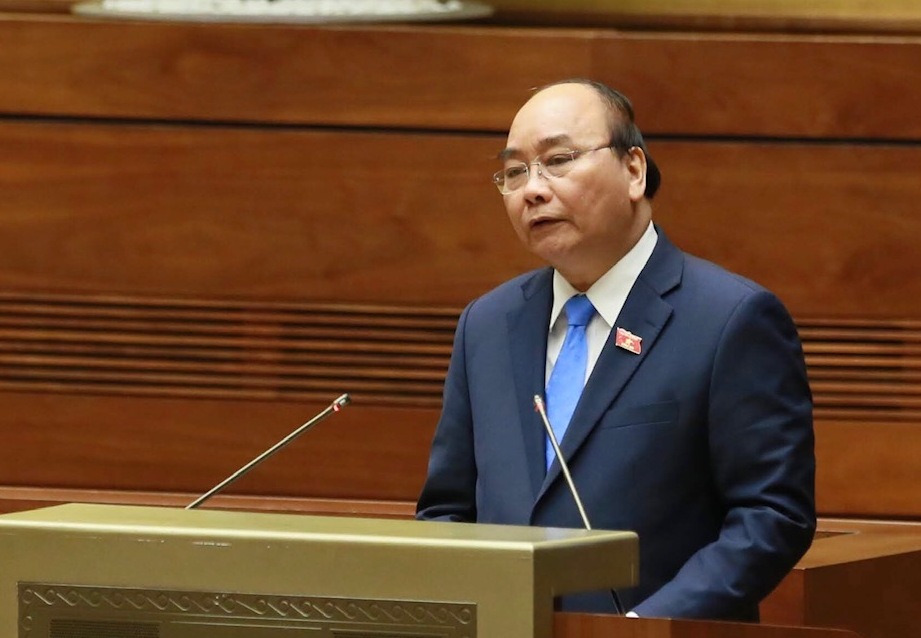 Thủ tướng Nguyễn Xuân Phúc phát biểu trước Quốc hội. Ảnh VGP