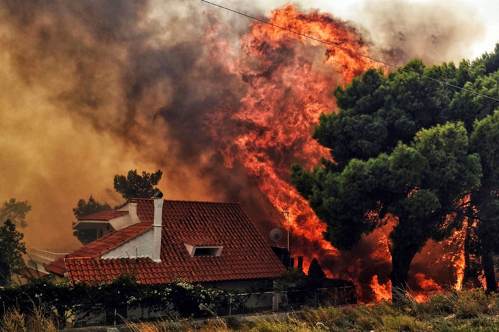 Cháy rừng ở Hy Lạp: Thảm họa thiên nhiên khiến ít nhất 79 người thiệt mạng ở Hy Lạp ngày 23/7 này được coi là vụ cháy rừng nghiêm trọng nhất trong lịch sử hiện đại châu Âu. Ảnh: AFP 