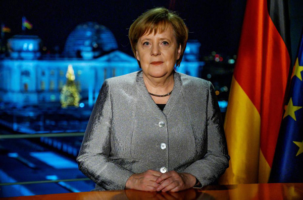 Thủ tướng Đức Angela Merkel gửi thông điệp mừng năm mới 2019. Ảnh: Reuters.