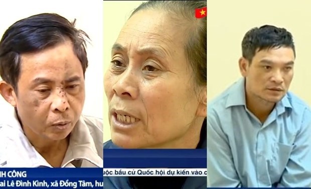 3 trong số các đối tượng bị bắt ở Đồng Tâm. (Nguồn: VTV)