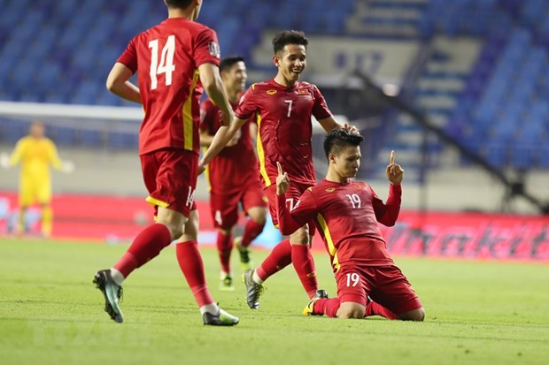 Đội tuyển Việt Nam thắng Malaysia và không thua UAE thì sẽ nhất bảng G và đi tiếp. (Ảnh: TTXVN)
