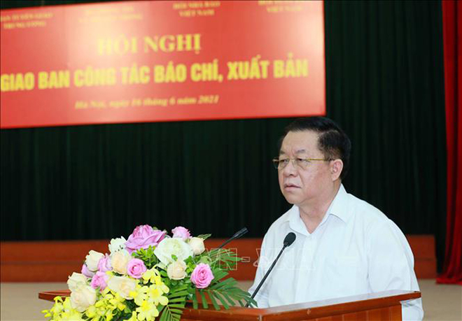 Trưởng Ban Tuyên giáo Trung ương Nguyễn Trọng Nghĩa phát biểu kết luận hội nghị. Ảnh: Phương Hoa/TTXVN