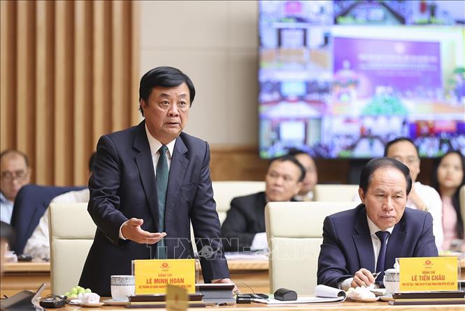 Bộ trưởng Bộ Nông nghiệp và Phát triển Nông thôn Lê Minh Hoan phát biểu. Ảnh: Dương Giang/TTXVN