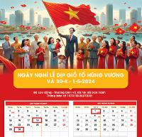Infographic: Ngày nghỉ lễ dịp Giỗ Tổ Hùng Vương và 30-4 - 1-5-2024