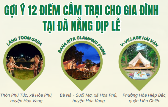 Infographic Gợi ý 12 điểm cắm trại cho gia đình tại Đà Nẵng dịp lễ 30