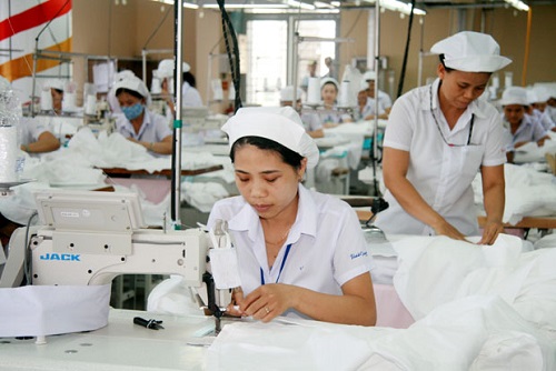 Workers at a textiles and garments company 