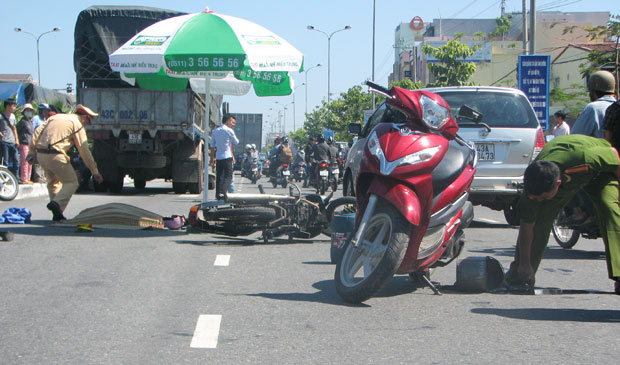 Hiện trường vụ tai nạn giao thông.