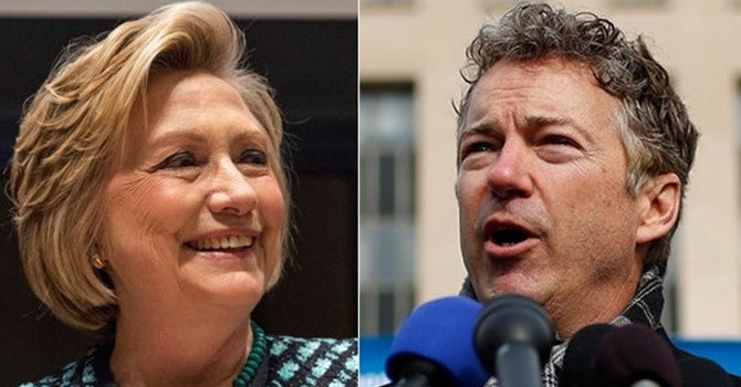 Cựu Ngoại trưởng Hillary Clinton và Thượng nghị sỹ Rand Paul. (Nguồn: AP).