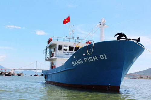 Steel-hulled fishing boat