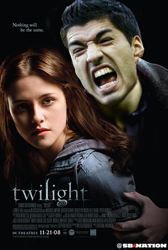 Luis Suarez hóa thành ma cà rồng trong phim Twilight