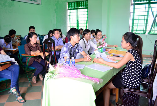 Students at a job interview 