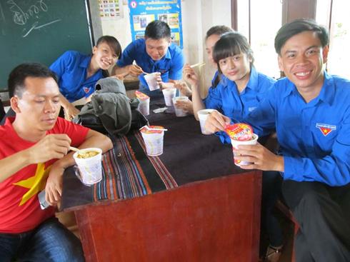  Participating volunteers having a snack