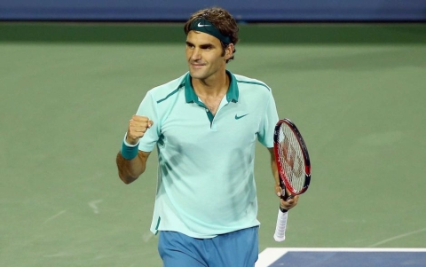 Roger Federer ăn mừng danh hiệu thứ 6 của mình tại Cincinnati (Ảnh AP)