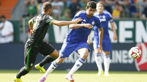 Hàng công Chelsea với Diego Costa (phải) sẽ không khó để bắt nạt Leicester.