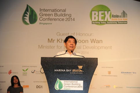 Singapore's Minister for National Development, Khaw Boon Wan, launched the third Green Building Masterplan at the opening ceremony of the International Green Building Conference 2014. Image: IGBC