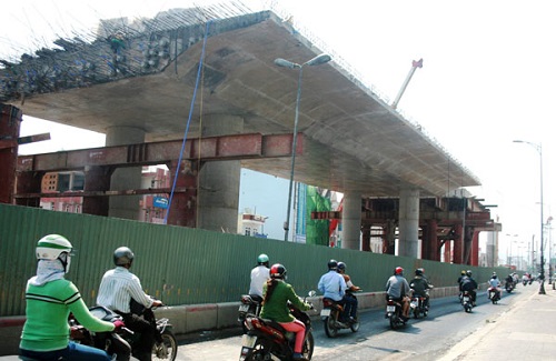 The overpass at Hue T-junction under construction