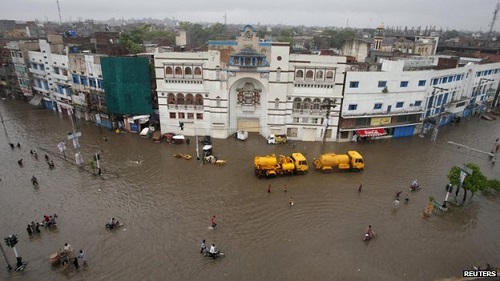 The city of Lahore was flooded after heavy rains