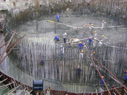    The building of the foundations and the core structure of the centre.