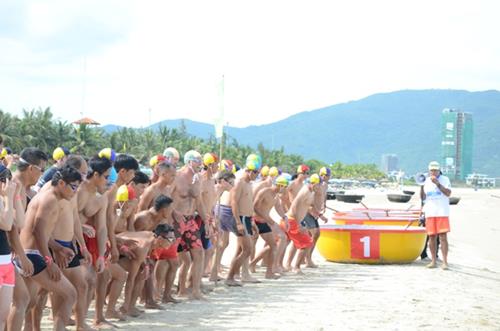 The swimming competition begins.