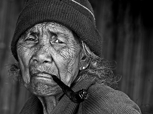   An old woman from a mountainous area