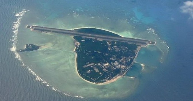 Ảnh chụp từ vệ tinh đảo Phú Lâm thuộc quần đảo Trường Sa hiện do Trung Quốc chiếm giữ. Nguồn RFI