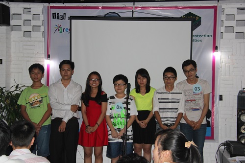 The 7 finalists – from left: Huy, Lam, Phuong, Khoa, Nguyen, Long and Thao