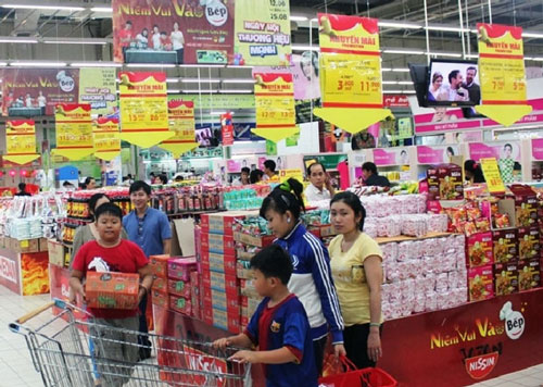 Shoppers at a local supermarket