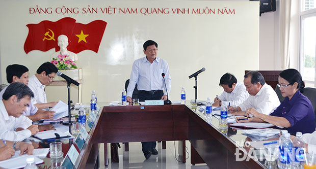 Phó Bí thư Thường trực Thành ủy Võ Công Trí phát biểu kết luận tại buổi  làm việc. 					      Ảnh: ĐOÀN LƯƠNG