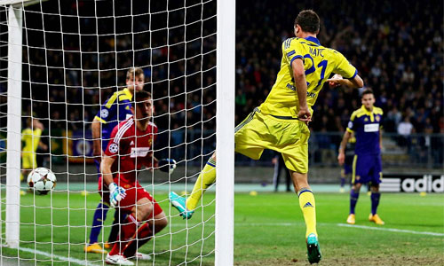 Matic lần thứ hai làm bàn tại Champions League mùa này. Ở lần lập công trước đó, anh ghi bàn duy nhất giúp Chelsea hạ chủ nhà Sporting Lisbon 1-0 ở lượt trận thứ hai. Ảnh: Actions Image.