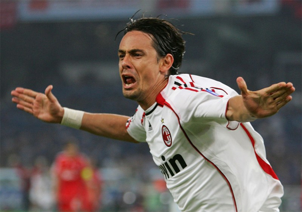  9. Filippo Inzaghi  46 bàn, 81 trận, giai đoạn thi đấu 1997-2012, trong màu áo Juventus và AC Milan