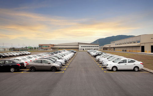 Newly-assembled Nissan cars at the TCIE Vietnam Company in the Hoa Khanh IP