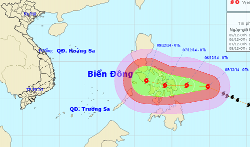 The expected path of super typhoon Hagupit