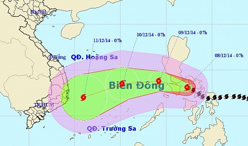 The expected path of typhoon Hapugit