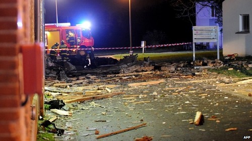 Wreckage from the jet was scattered in the grounds of the home at Vouvray