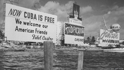 Tấm biển trên tại cảng Miami nhằm tái khẳng định với Mỹ về chính phủ mới ở Havana.
