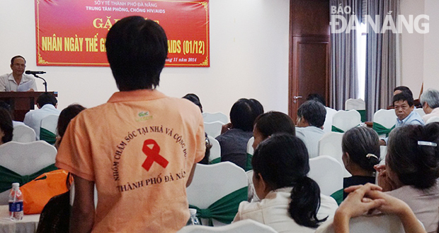 Chị Hoa tại buổi gặp mặt những người nhiễm HIV/AIDS trên địa bàn Đà Nẵng do Sở Y tế tổ chức.