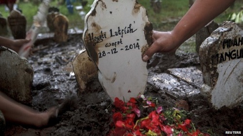 A marker was left in place where Hayati Lutfiah Hamid was buried