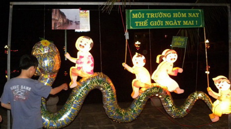 Lanterns designed for Tet are seen in Hoi An City 