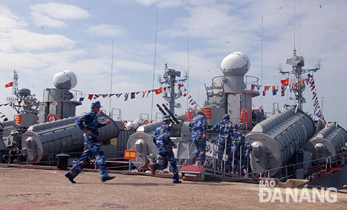 Naval soldiers at a military exercise