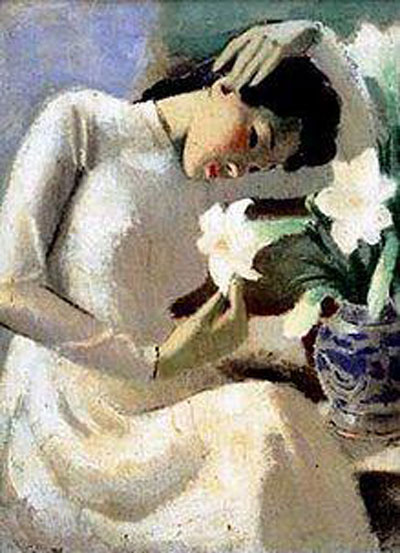 Thiếu nữ bên hoa huệ - tranh Tô Ngọc Vân.