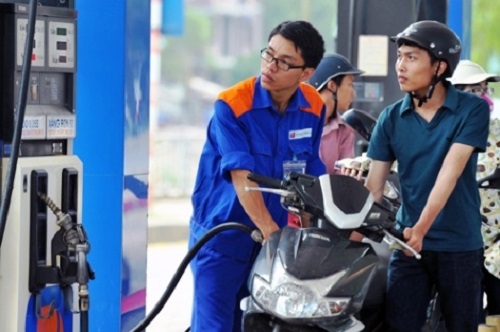 Serving a customer at a fuel station